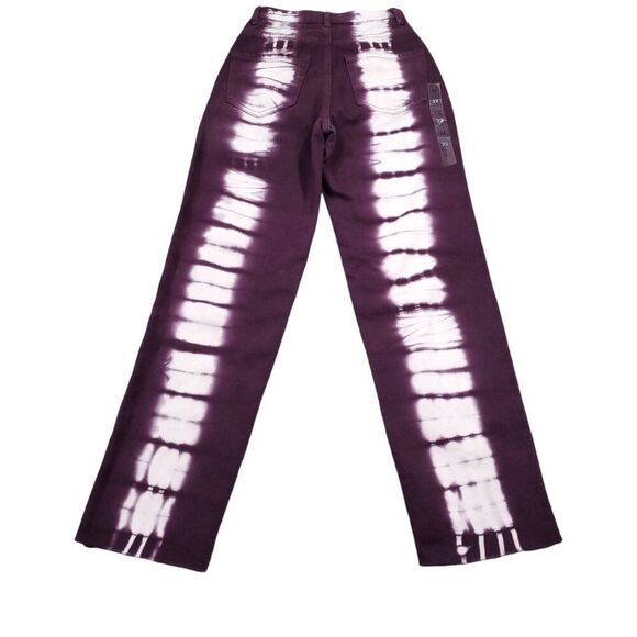PacSun Eco Raspberry Tie Dye High Waisted Straight Leg Jeans Size 22 Purple Crop - Picture 3 of 11